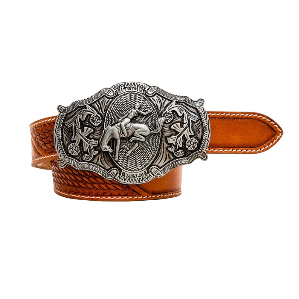 NWT Myra Rodeo HAND-TOOLED LEATHER WOMEN'S BELT with large buckle size small